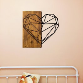 Wallity Heart Escultura de pared en Nogal y Negro